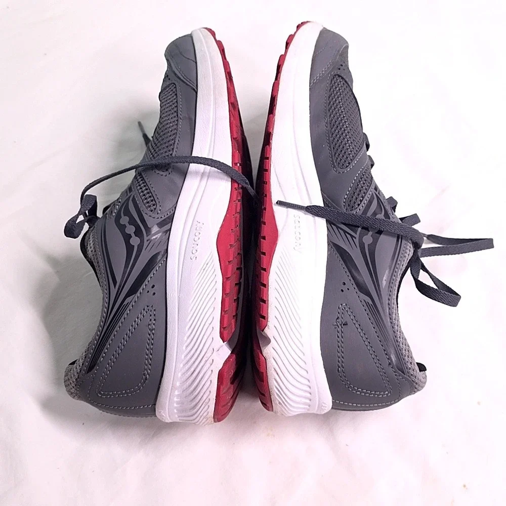 Saucony Cohesion 14 Running Shoes Mens 11 Grey Black Red S20628-2 Mesh Sneaker